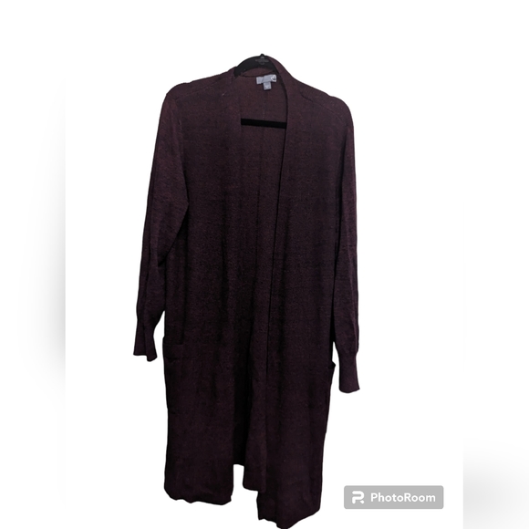 Long burgundy cardigan with pockets - Picture 1 of 4